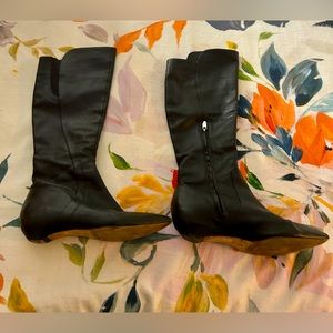 Sigerson Morrison Black Leather Pointed-toe Knee High Boots-Size 9